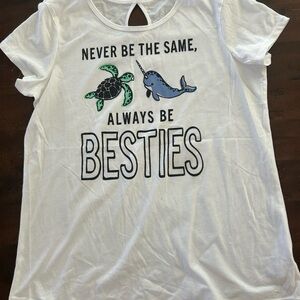 Justice White Tee with Fun Graphic